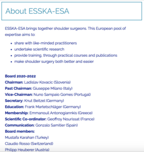 2020, May. ESSKA-ESA Vice-Chairman